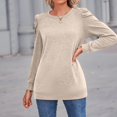 thumbnail image 5 of Women’s Casual Puff Sleeve Top Long Sleeve Round Neck Solid Color Loose Blouse Comfortable Fashion Shirt for Spring, Fall, Office and Daily Outfits, 5 of 5