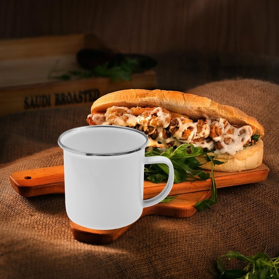 ETEREAUTY White Enamel Water Cup 1Pc - Multipurpose Tea Coffee Mug for Home and Outdoor Use