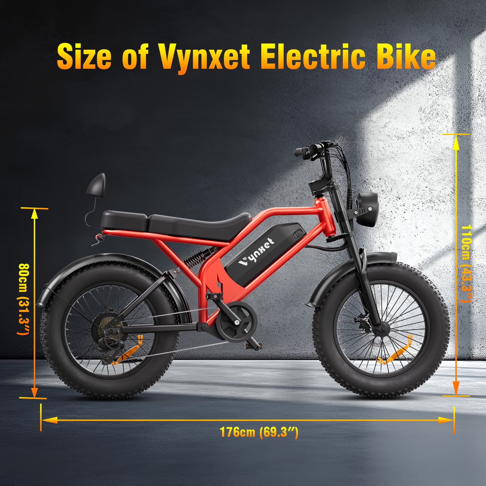 1500W Electric Bike, 20" Fat Tire E-Mountain Bikes, 48V 18Ah 32MPH Ebike for Adults Full Suspension UL2849, All-Terrain E-Bike, Orange