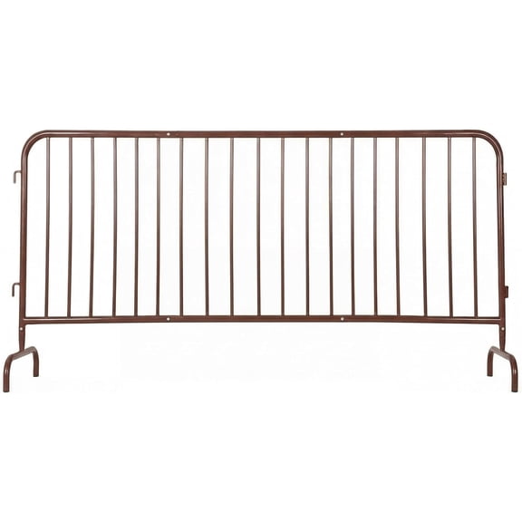 QinaQin 7.5 Ft Interlocking Steel Barricade,Heavy Duty Galvanized Metal Barricade,Interlocking Steel Road Barriers with with Bridge Feet Base,for Indoor/Outdoor,Brown