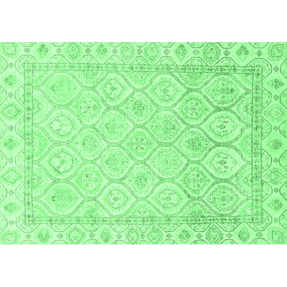 Ahgly Company Indoor Rectangle Oriental Emerald Green Traditional Area Rugs, 5' x 7'