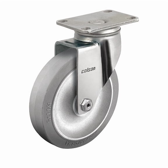 Colson Plate Caster,Swivel,Rubber,4 11/16"H 2.03456.444