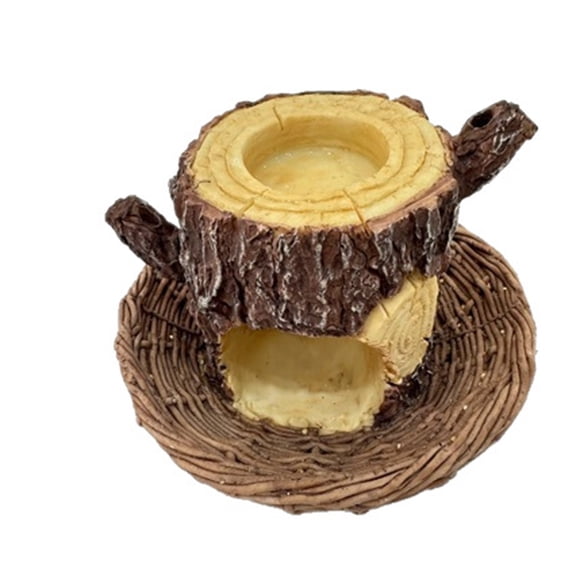 Tree Stump Bird Feeder, Outdoor Feeding Station Tray, 11x11x9cm Wild Bird Feeder with Resin Build, Cockatiel Feeding Accessory, Garden Wildlife Station with Durable Design, Backyard Observation