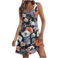 thumbnail image 1 of Staron Womens Robes d'Été en Liquidation à Moins de 10 $ Cache-Maillot de Bain Printemps Robe Débardeur Décontractée d'Été Col en V Sans Manches Robes de Plage pour les Vacances, 1 of 7