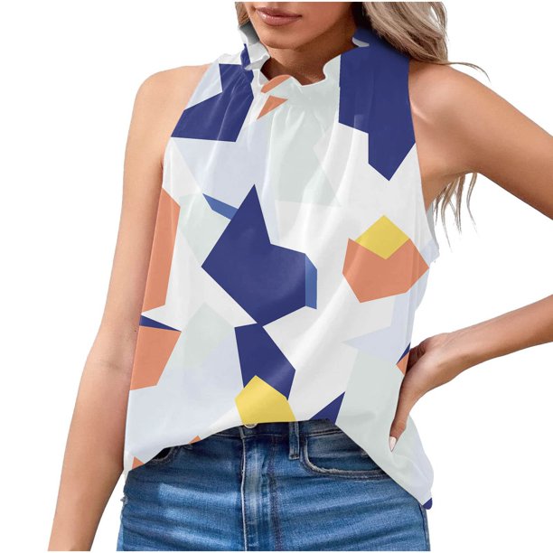 Camiseta sin mangas estampada a la moda para mujer, blusa, Tops informales Pompotops lopia1000271