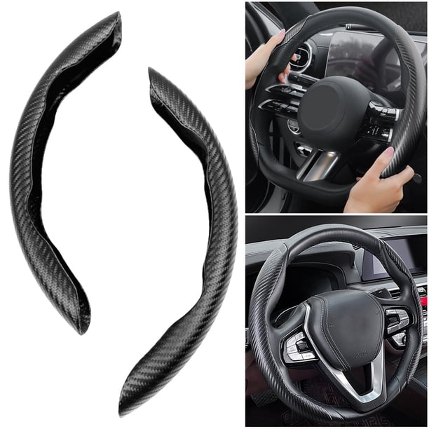 Funda De Volante Universal De Piel De Vaca – Cosida A Mano Para Volantes De 37-39 Cm, Negra Con Hilo Negro