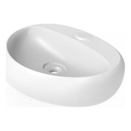 Pemberly Row Ceramic Oval Wall Mount Bathroom Sink in Matte White