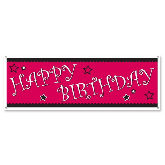 Party Decoration Happy Birthday Sign Banner 5' X 21" - 12 Pack (1 Per Package)