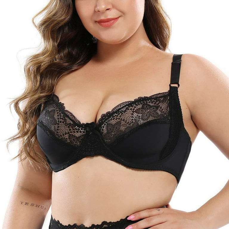 Buy BAICLOTHING Plus Size Womens Full Coverage Underwear Wirefree Lace  Sheer Bra Lingerie 36 38 40 42 44 46 48 B C D DD E Skin Cup Size D Bands  Size 46 at