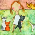thumbnail image 2 of Sonheim, Carla 12x12 White Modern Wood Framed Museum Art Print Titled - Girl with Cats, 2 of 4