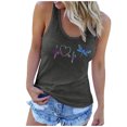 thumbnail image 1 of Camisetas sin mangas con estampado informal de latido del corazón sin mangas con cuello redondo de verano a la moda para mujer Pompotops lopia989766, 1 of 6