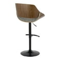 thumbnail image 4 of Fabrizzi Mid-Century Modern Adjustable Barstool in Walnut Wood, Black Metal and Noise Grey Fabric with Rounded T Footrest by LumiSource - Set of 2, 4 of 4