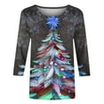 thumbnail image 5 of YABCSAZ Ugly Christmas Sweaters for Women 3/4 Sleeve Tops Casual Loose Pullover Oversize Crewneck Sweatshirt Xmas Graphic Print Fall Trendy Outfits T Shirts for Xmas Party Holiday Tops, 5 of 5