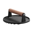 thumbnail image 1 of Planche à Viande en Fonte avec Poignée en Bois pour Barbecue, Steak Grill Rond Viande, Galette de Viande (Rond), 1 * Assiette, Noir, 1 of 6