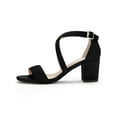 thumbnail image 6 of BLISSFUL STEP Women's Open Toe Cross Strap Mid Block Heel Sandals Black 9, 6 of 8