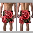 thumbnail image 3 of luoweisi Men's Beach Shorts Quick Dry Swim Trunks with Mesh Lining Roses L, 3 of 5