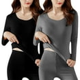 thumbnail image 1 of Timegard 2 Pcs Hauts pour Femmes Décontractés Ajustés Thermiques Confortables Col Rond Manches Longues sous-Vêtement, 1 of 2
