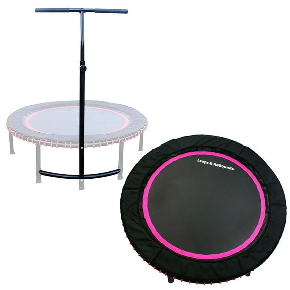 LEAPS & REBOUNDS 48" Adjusting Stability Bar & 48" Fitness Trampoline, Pink