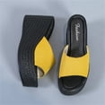 thumbnail image 5 of Fesfesfes Slides For Women Matsu Heel Thick Sole Slope Heel Women's Shoes Breathable Slip-on Beach Sandals 6.5(38), 5 of 7