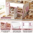 thumbnail image 6 of Harper & Bright Designs Full House Loft Bed with Playhouse, Modern Wood Cabin Bed with Storage Cabinets and Under Bed Play Area for Boys & Girls Bedroom, White+Pink, 6 of 20