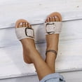 thumbnail image 6 of Wioihee Womens Flat Sandals Fashion Slides Black White Tan Flat Slide Sandals Open Toe One Band Slip on Slippers Comfy Lightweight Casual Sandals for Summer Beach Vacation Beige 4.5(35), 6 of 9