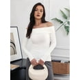 thumbnail image 4 of Women'S Off Shoulder Tops Dressy Casual Slim Fit Long Sleeves Spring Fall Blouse Going Out Shirt White XL, 4 of 8