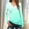 thumbnail image 2 of PIWHJQK Women Long Sleeve Dressy Casual Shirts Women Long Sleeve V Neck Solid Slim Style Pullover Top Women Blouses, 2 of 8