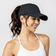 thumbnail image 2 of Womens Distressed Ponytail Baseball Cap Cotton Dad Hat with Ponytail Hole Pure Color High Ponytail Baseball Cap for Women Girls Sport Running Golf Tennis Caps Bundle Hair Tie High Messy Bun Ponycap, 2 of 8