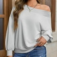 thumbnail image 5 of Dvprdro Womens Oversized Off Shoulder Sweatshirts Trendy Casual Drop Shoulder Long Sleeve Pullover Loose Streetwear Sweatshirt Tops for Women Gray M, 5 of 8