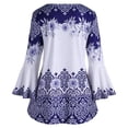 thumbnail image 2 of T-shirt pour Femmes Imprimé Blouse Décontractée Manches Évasées T-shirt Imprimé Col Rond Haut, Bleu, 3TG, 2 of 7