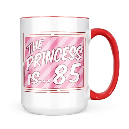 

Neonblond Princess is 85 Birthday in pink Mug gift for Coffee Tea lovers