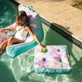 thumbnail image 5 of Big Joe Captain's Caddie No Inflation Needed Pool Float Drink Holder, Tropical Hibiscus Aqua Double Sided Mesh, Quick Draining Fabric, 2 feet, 5 of 9