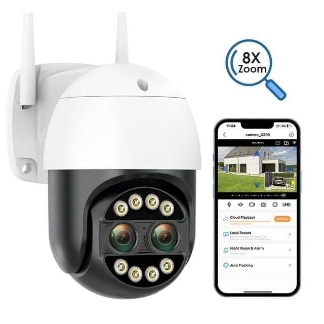 Cámara de Seguridad Exterior Zinker 8mp Doble Lente Zoom 8x ONVIF Ptz Wifi
