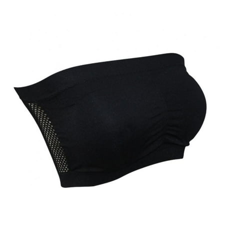 

Xmarks Breathable Mesh Strapless Comfort Wireless Bra Bandeau Bralette Tube Top Black 36/80CD 38/85AB