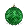 thumbnail image 2 of Vickerman 6" Green Durian Glitter Ball Ornament, 4 per Bag, 2 of 4