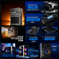 thumbnail image 3 of Computadora Escritorio Xtreme PC Gaming AMD Radeon 780M Ryzen 7 8700G 16GB DDR5 SSD 500GB WIFI White juegos casuales, trabajo y estudio, 3 of 6