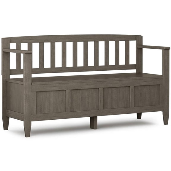 Maklaine Solid Wood Entryway Lift-Top Storage Bench - Farmhouse Gray
