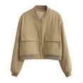 thumbnail image 1 of Womens Solid Color Large Pocket Flying Jacket Jacket Jacket, 1 of 3
