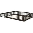 thumbnail image 2 of Miniyam Full Size Toddler Floor Bed with Safety Guardrails, Espresso, 2 of 7