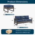 thumbnail image 7 of Unnifurnzi 3 Seater Patio Wicker Sofa-All Weather High Back Outdoor Rattan Couch with Outdoor Ottomans Patio Sofa Set for Porch Garden Backyard Poolside-Gray/Blue, 7 of 7