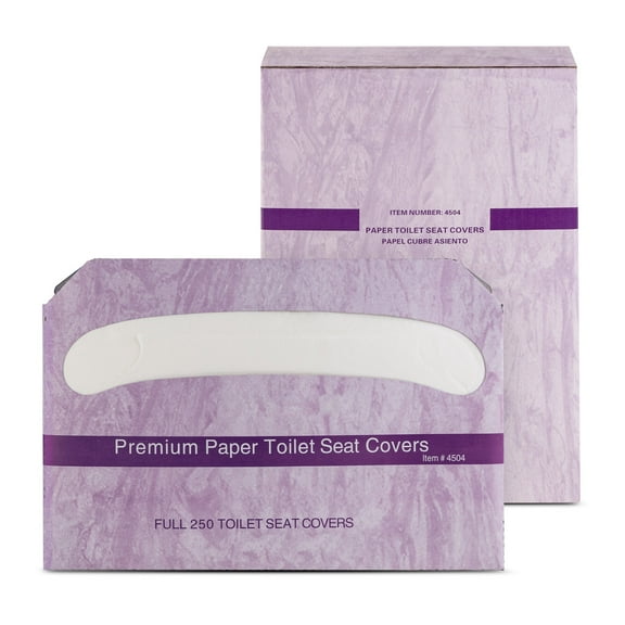 EZbrnd Premium Half-Fold Disposable Toilet Seat Covers, Flushable Paper Cover for Bathtoom, White, 250 sheets x 4 pk