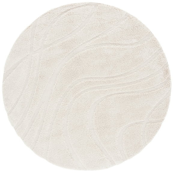 SAFAVIEH Florida Tamzen Abstract Shag Area Rug, Creme, 3' x 3' Round