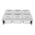 thumbnail image 3 of 6 Containers Pizza Topping Station with 6 x 2.5Qt Containers, Stainless Steel Condiment Toppings Containers with 6 Lids and Spoons, Spice Seasoning Organizer Condiment Tray for Kitchen Restaurant, 3 of 13