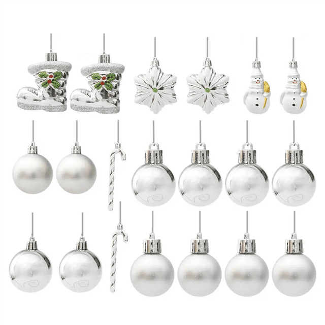Adornos Navideños Plateados, Juego de 20 Adornos Plateados Reutilizables y Atmosféricos para Navidad, Fáciles de Colgar