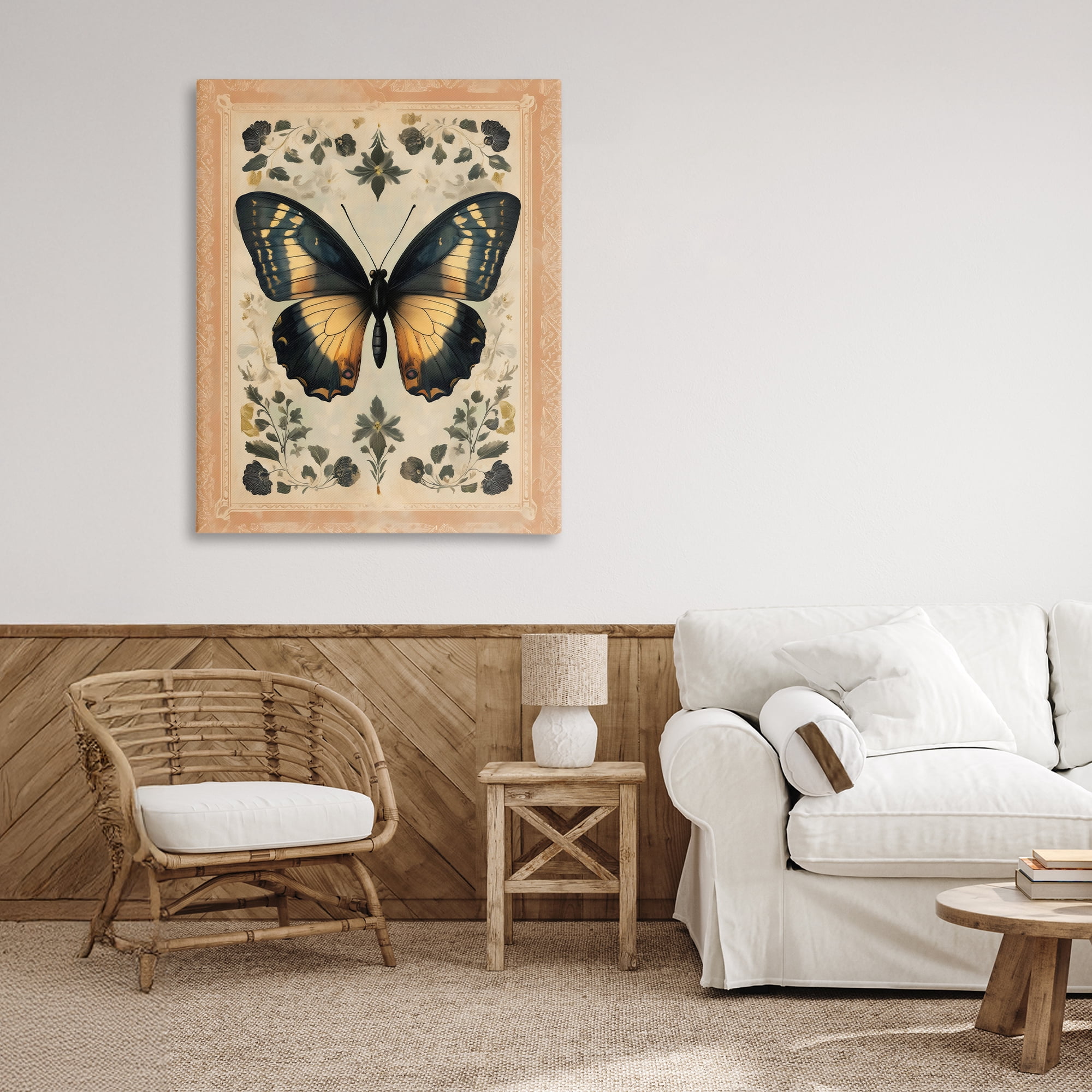 Stupell Industries Vintage Butterfly Botanical Illustration Canvas Wall Art, design by Arlington Prints