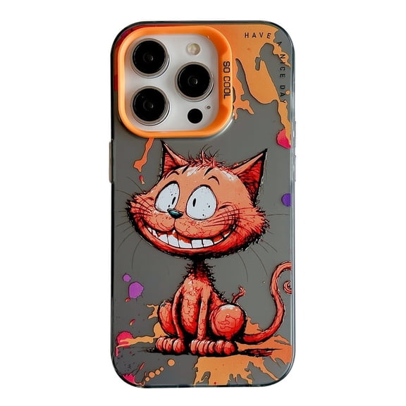Havilah For Iphone 15 Pro Max Case Animal Pattern Oil Painting Series PC   TPU For Iphone Cover(Smiling Cat)