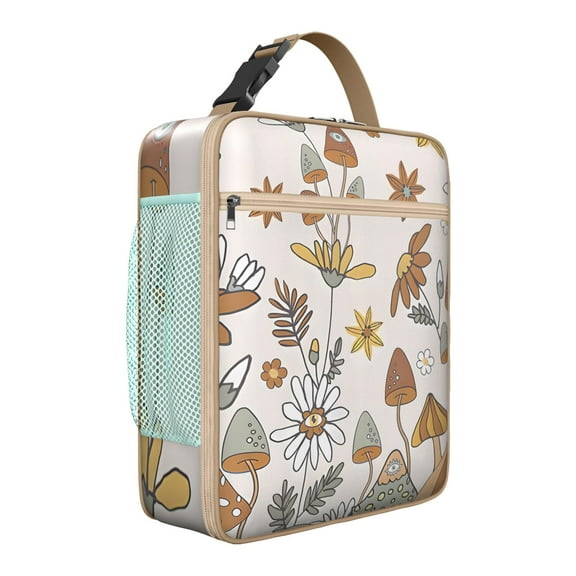 Botany Print Insulated Lunch Bag - Leakproof Reusable Portable Cooler Tote for Adults,Work,School,Picnic,Camping|Detachable Strap,Handle,Bottle Pocket