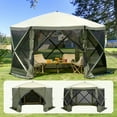 thumbnail image 3 of KFFKFF Pop-Up Canopy Tent, 6-Sided Screen Shelter with Detachable Wind Panels & Mesh Windows, 12x12FT Instant Screen House with Bug Netting, Army Green, 3 of 9
