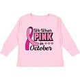 thumbnail image 3 of Inktastic Breast Cancer Awareness We Wear Pink in October Girls Long Sleeve Toddler T-Shirt, 3 of 5