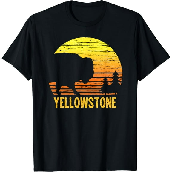 Vintage Yellowstone National Park Retro Travel Gift T-ShirtMen's and women's short-sleeved pure cotton shirts